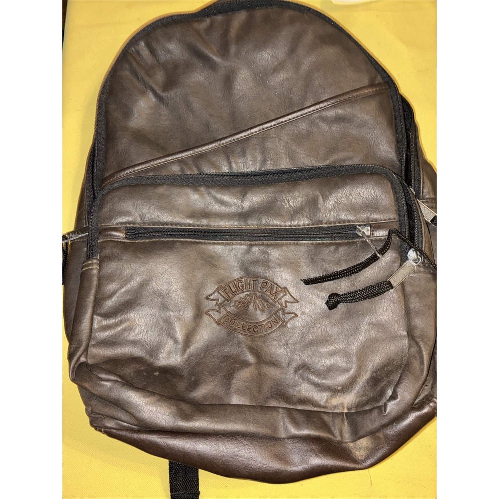 Vtg flight pax collection back pack brown Leather Felt Inside